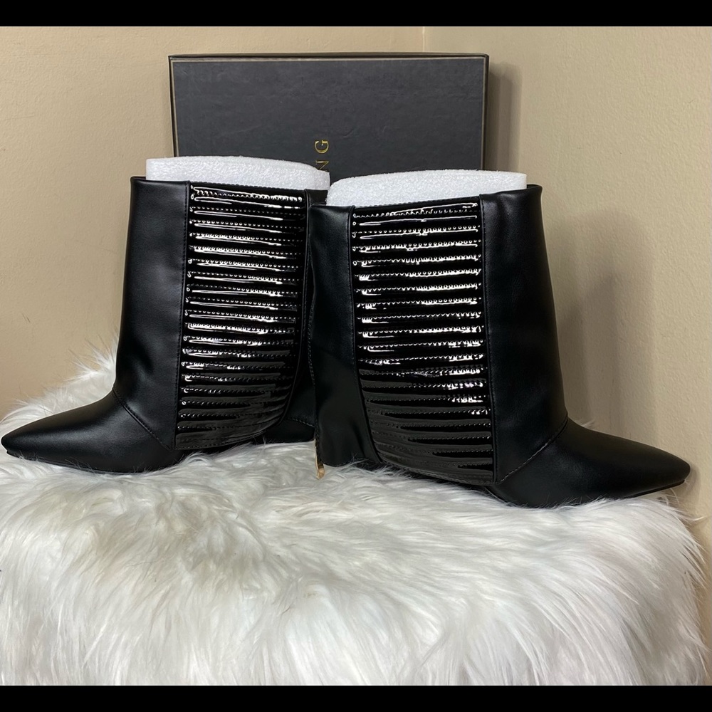 Azalea Wang Black Patent Wedge Bootie - Picture 7 of 11